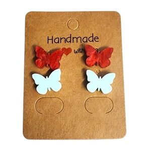 Cherry Sky Flutter Acrylic Stud Earrings - 2 Pair